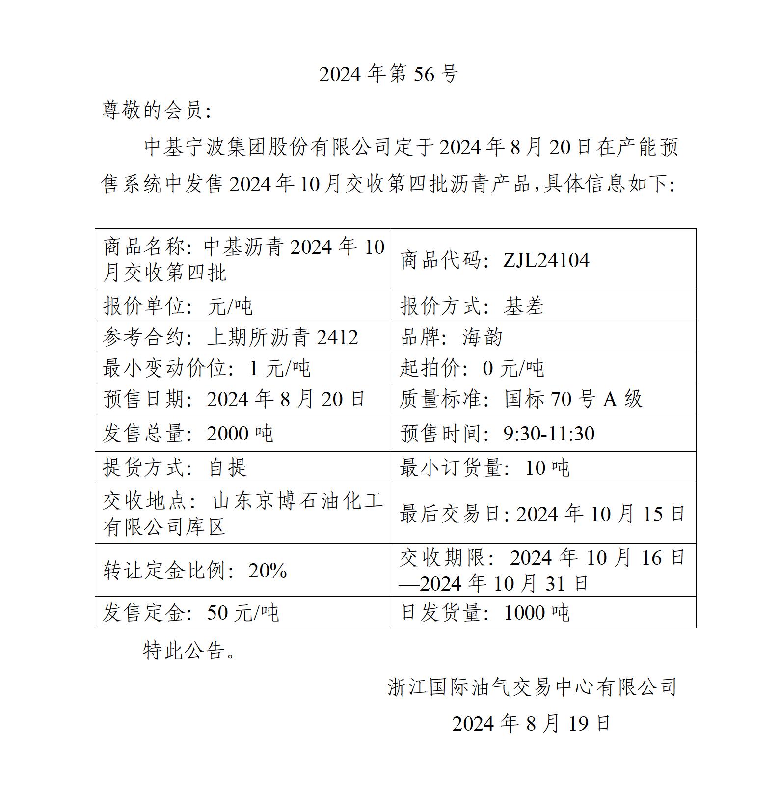 關(guān)于中基寧波集團(tuán)股份有限公司預(yù)售2024年10月交收第四批瀝青產(chǎn)品的公告_01.jpg